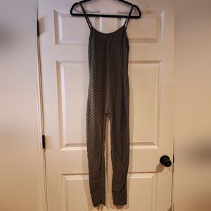 Love University spandex olive green sleeveless jumpsuit L